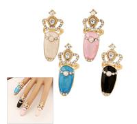 Set Of 4 Gothic Nails Claw Rings Adornment Sparkling Rhinestones Decorated Punk Jewelry For Halloween Cosplay Finger Costume Rings