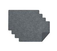 Set of 4 Gray Faux Leather Placemats - Waterproof Oil-Proof Heat Resistant Wipeable Reversible Table Mats for Kitchen & Dining Decor