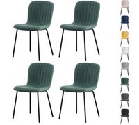(SET OF 4, GREEN) 2/4/6Pcs Fabric Dining Chair with Metal Legs Bella