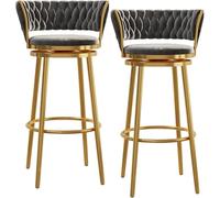 Set of 4 Grey d Velvet Bar Stools with Backrest & Footrest Modern Kitchen Island Chairs for Home Pub & Dining Slish table Seating for Entertaining