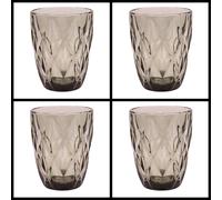 Set Of 4 Grey Large Diamond Elegant Luxury Glass Tumbler Drinking Glass Gift Idea Elvida Interiors Grey 4 Pack