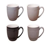 Set of 4 Grey Scale Stoneware Coffee Mugs