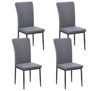 (Set of 4, Grey) Stanew Set of 4 Dining Chairs, Thick Padded Seats with Metal Legs and Foot Pads, Faux Leather Dining Chairs, Suitable for Home, Dining Room