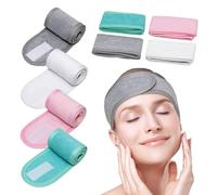 Set of 4 Hair Bands, Cosmetics, Adjustable, Spa Face Band, Soft and Skin-friendly, Face Care Headband with Adjustable Magic Sticker, for Showers, Face, Washing, Yoga, Sports, 4 Colours
