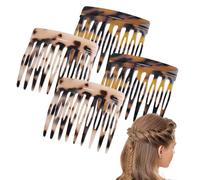 Set of 4 Hair Combs for Inserting Vintage French Side Parting Comb Set - Decorative Hair Comb Set for Women, 2 Colours, 9 Teeth, Strong Grip