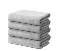 Set of 4 Hand Towels 50x100cm - Premium 100% Turkish Cotton Towel - 500 GSM - For the home. hair salon or nail salon - Very Soft & Absorbant - Certified Oeko-TEX - Light Grey