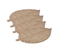 Set of 4 Handwoven Placemat Leaf Shape - Natural Rattan Heat Resistant Table Mats Boho Chic Wicker Placemats for Dining Kitchen Wedding Farmhouse Party Decor (S:9.5x6.5”)