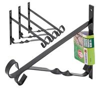 Set of 4 Hanging Basket Bracket - 12" Decoration Hook Flowers Garden Wall Mount | Plant Hanger Indoor Outdoor | Wall Mounts for Plants, Baskets, Wind Chimes, Bird Feeders, Bird House - Black Metal