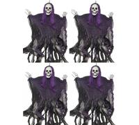 Set of 4 Hanging Skeletons Halloween Hanging Skull Decoration Prop Horror Haunted 3ft