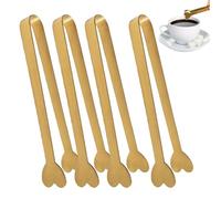 Set of 4 Heart-Shaped Sugar Cube Tongs - Gold Coffee Clip | Creative Multifunctional Tongs for Kitchen Cafe Tea Coffee Party Desserts Stainless Steel Serving Tongs Loving Serving