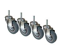 Set of 4 Heavy-Duty 100mm Rubber Swivel Wheels with Brake for Furniture, Workbench & Cart, 400kg Load Capacity, Compatible with Bull Products