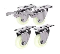 Set of 4 Heavy-Duty 100mm Swivel Castors 304 Stainless Steel & Nylon Wear-Resistant 400kg Load Capacity 2 with Brakes Perfect for Furniture & Equipment