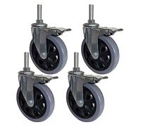 Set of 4 Heavy-Duty 150mm M20 Threaded Stem Locking Swivel Wheels - TPR Casters for Commercial Kitchen Prep Tables, Industrial Mobility, 30mm Color Options