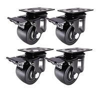 Set of 4 Heavy Duty 3" 75mm Casters with Brake 1200KG Capacity Nylon Wheels Swivel Industrial Transport Casters with Double Bearing for Trolley and Heavy Equipment