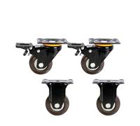 Set of 4 Heavy-Duty 3-Inch Rubber Swivel Casters with Directional Brakes Universal Flat Cart Wheels Quiet Rolling for Smooth Mobility and Versatile Use