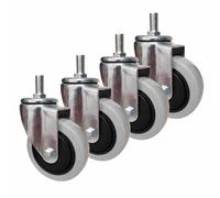 Set of 4 Heavy-Duty 4-Inch M14 Threaded Swivel Locking Casters, PU Foam Wheels with Brake, Quiet Industrial Rollers for Easy Mobility and Durability
