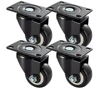 Set of 4 Heavy-Duty 50mm Swivel Casters, 80kg Load Capacity Each, Double Ball Bearings, Polyurethane Wheels, Perfect for Carts and Furniture, Black