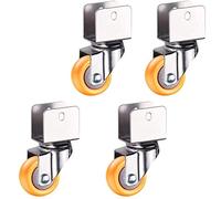 Set of 4 Heavy Duty 5cm Swivel Caster Wheels with Double Locking Mechanism Durable Nylon Small Wheels for Baby Cribs Furniture and U Shaped Support.