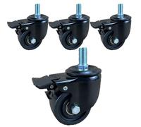 Set of 4 Heavy-Duty 75mm Swivel Casters 360° Quiet Nylon Wheels with M14 M16 M20 Threaded Stem Ideal for Industrial Use (Brake M14*30)