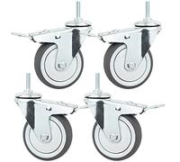Set of 4 Heavy Duty 75mm Swivel Castors with Brake M8x25 Rubber Wheels for Furniture Trolleys Load Capacity 130kgIdeal for Smooth Mobility and Stability