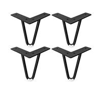 Set of 4 Heavy Duty Black Metal Hairpin Table Legs with Rubber Floor Protectors, 30cm/11.81in, Ideal for TV Stands, Drawers, Sofas, Cabinets, Nightstands
