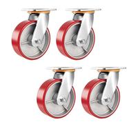 Set of 4 Heavy Duty Caster Wheels4/5/6/8 Inch Industrial Steel Hub Polypropylene Casters 660 lbs Capacity Silent Movement No Floor Marks Swivel Design 125mm Size