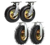 Set Of 4 Heavy Duty Castor Wheels, Industrial Swivel Caster, Transport Caster With Screws, Shock Absorption, 900 Lb Capacity, Pneumatic Caster Wheel, For Furniture