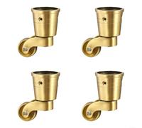 Set of 4 Heavy Duty Castor Wheels, Solid Brass 360°Swivel Wheels for Furniture, Brass Casters With Silent Bearings for Coffee Tables Shelves Sofas and Pianos, Heavy Load Capacity, 72x63x32mm