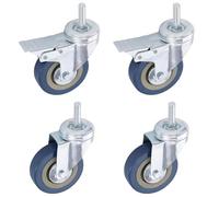 Set of 4 Heavy Duty Castors Wheels with M10 Bolt, 100 mm Swivel Castor Wheels, Trolley Furniture Casters, 2 with Brakes & 2 without Brakes, Up to 180 kg