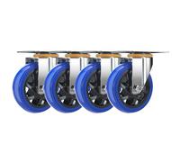 Set Of 4 Heavy Duty Industrial Casters Wheel 4inch 5inch Double Ball Bearing Swivel Plate Caster Moving Silent Shock Absorption Solid Rubber Fixed Wheel Total Load 430L