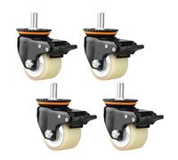 Set of 4 Heavy-Duty Lockable Polyurethane Swivel Casters, 2" / 2.5" / 3" M20 Threaded Stem, No Noise Industrial Transport Wheels with Brakes (3" / 75mm)