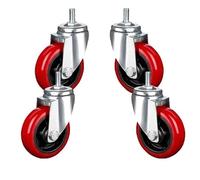 Set of 4 Heavy-Duty M10 Threaded Industrial Swivel Casters, 3-Inch Wheels with 360° Rotation and Brake, 360 Kg Load Capacity, Universal Replacement Rollers
