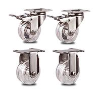 Set of 4 Heavy Duty Metal Swivel Casters Transparent PC Material Stainless Steel 304 Plate Ideal for Furniture Smooth Rolling Durable and Sturdy Design