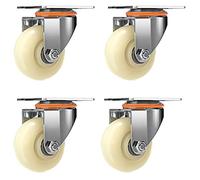Set of 4 Heavy-Duty Nylon Swivel Casters Quiet Industrial Transport Wheels with Brake Ball Bearings for Workbench & Equipment - Perfect for Smooth Mobility