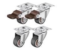 Set of 4 Heavy-Duty Rubber Caster Wheels - 2" Quiet Swivel Mini Casters with 2 Fixed & 2 Brake Perfect for Furniture Cabinets and Heavy-Duty Use