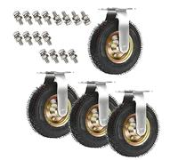 Set of 4 Heavy Duty Rubber Swivel Castor Wheels - 6/8/10in Industrial Trolley Wheels with Double Ball Bearings for Smooth Mobility and Transport