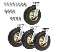 Set of 4 Heavy Duty Rubber Swivel Wheels 6 8 10 Inch with Double Ball Bearings for Smooth Transport Ideal for Trolleys and Industrial Equipment