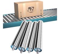 Set of 4 Heavy-Duty Stainless Steel Conveyor Rollers - Industrial Replacement Rollers, 4 to 40 Inches, Perfect for Commercial and High-Performance Applications