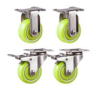 Set of 4 Heavy Duty Swivel Caster Wheels 231lb Load Capacity PU Rubber Furniture Casters with 360° Stainless Steel Plate for Chair Table and Planters