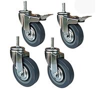 Set of 4 Heavy Duty Swivel Caster Wheels with Fully Locked Brake, Industrial Threaded Stem Casters for Trolley Furniture, Silent 4in M12 Wheel Set