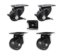 Set of 4 Heavy Duty Swivel Casters with Brake 750kg Capacity 1.5"/2"/2.5"/3" Plate Mount Wheels Ideal for Carts Furniture and Workbenches