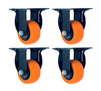 Set of 4 Heavy Duty Swivel Plate Casters, PVC Wheels with 360° Rotation, Double Ball Bearings, No Noise, Yellow Industrial Castors for Carts and Trolleys