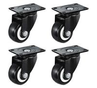 Set of 4 Heavy Duty Swivel Plate Casters with Safety Brake, No Noise Trolley Wheels, 480lbs Capacity, 2.5in (63mm) Castor Wheels for Furniture & Workbench