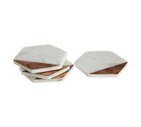 Premier Housewares Marble Coasters, Copper Inlay, White, Set of 4
