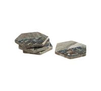 Premier Housewares Marble Coasters, Paua Shell, Multi-Coloured, Set of 4