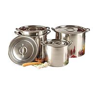 Set of 4 High Quality Stainless Steel Deep Stock Soup Boiling Pot Cooking Catering Stockpots Set with Lids - 8QT 12QT 16QT 20QT