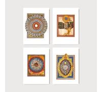 Set of 4 Hildegard Von Bingen Scivias Print | Antique German Visionary Painting, Catholic Wall Art, Book Illustration Poster, Home Decor