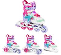 Set of 4-in-1 Inline Roller Skates Triskates Ice Skates Adjustable with LED Wheels for Children and Girls Inline Skates Convertible to Roller Skates Mermaid Sizes: 31-34, 35-38 (31-34)