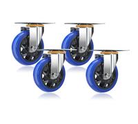 Set of 4 Industrial Rubber Swivel Wheels, 4" & 5" Dual Ball Bearing Plate Casters for Furniture Carts & DIY Tool Equipment - Heavy Duty, Smooth Mobility, Durable Design