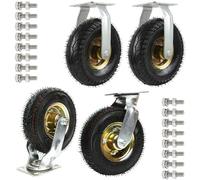 Set of 4 Industrial Rubber Wheels for Furniture Fixed & Swivel Casters Pneumatic AirFilled 15cm/6in Perfect for Hand Trucks & Wheelbarrows.